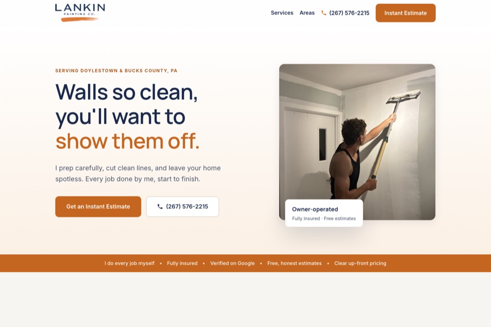 Screenshot of the Lankin Painting Co. website