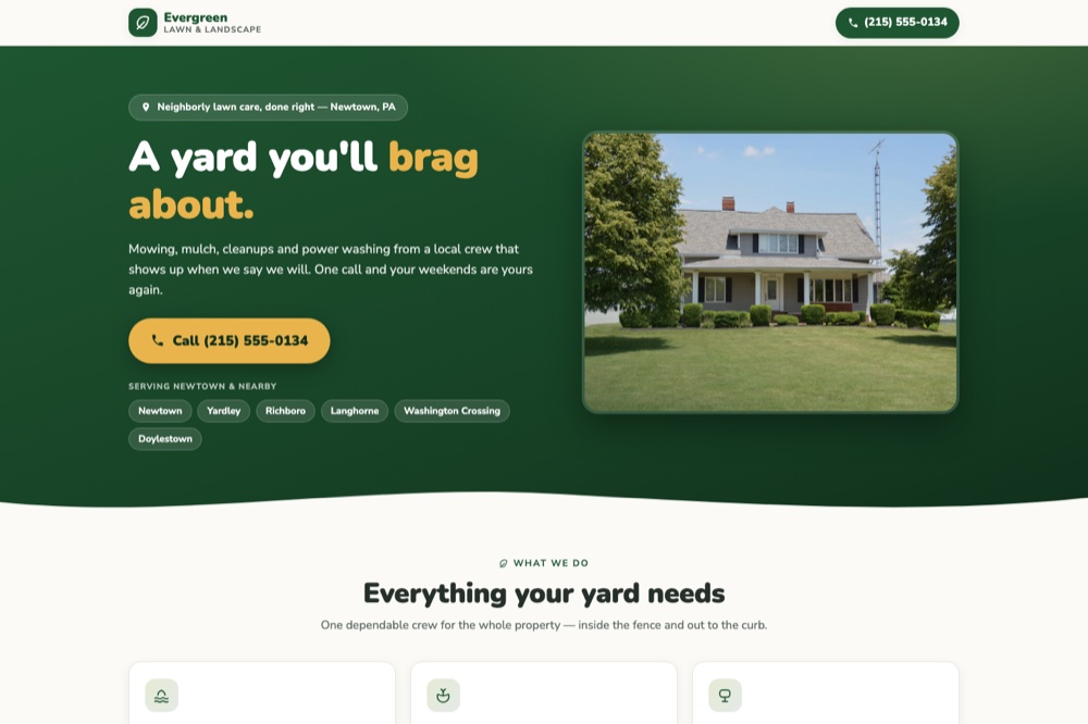 Preview of the Evergreen Lawn and Landscape demo site