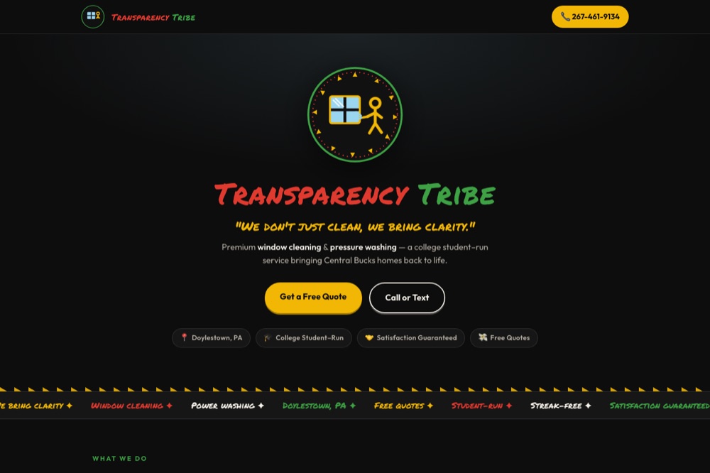 Screenshot of the Transparency Tribe website
